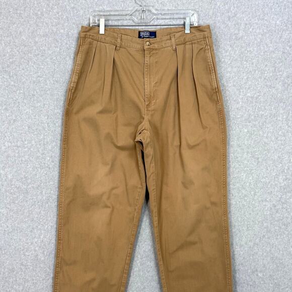 Vtg Polo Ralph Lauren Andrew Chino Pants Size 36x30 Pleated Preppy Old Money - Picture 4 of 16